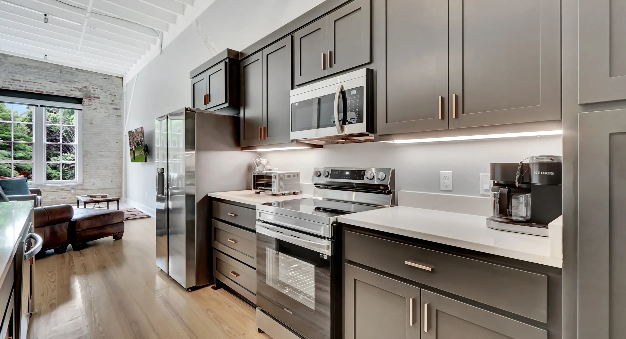 Fully equipped kitchen at downtown Hot Springs accommodations