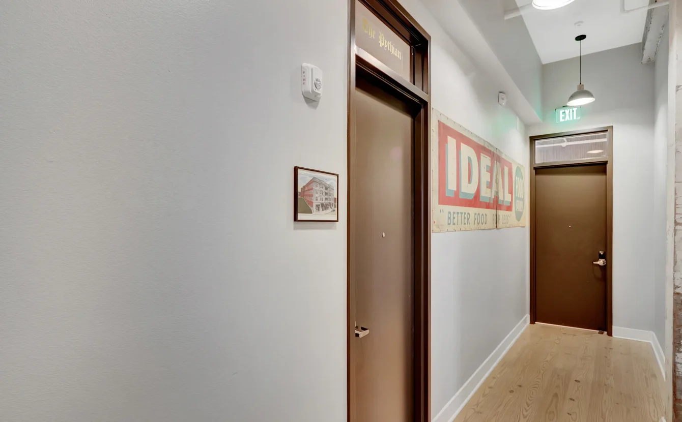 Hallway entrance to The Pythian apartment at Lofts at Creek Street in Hot Springs