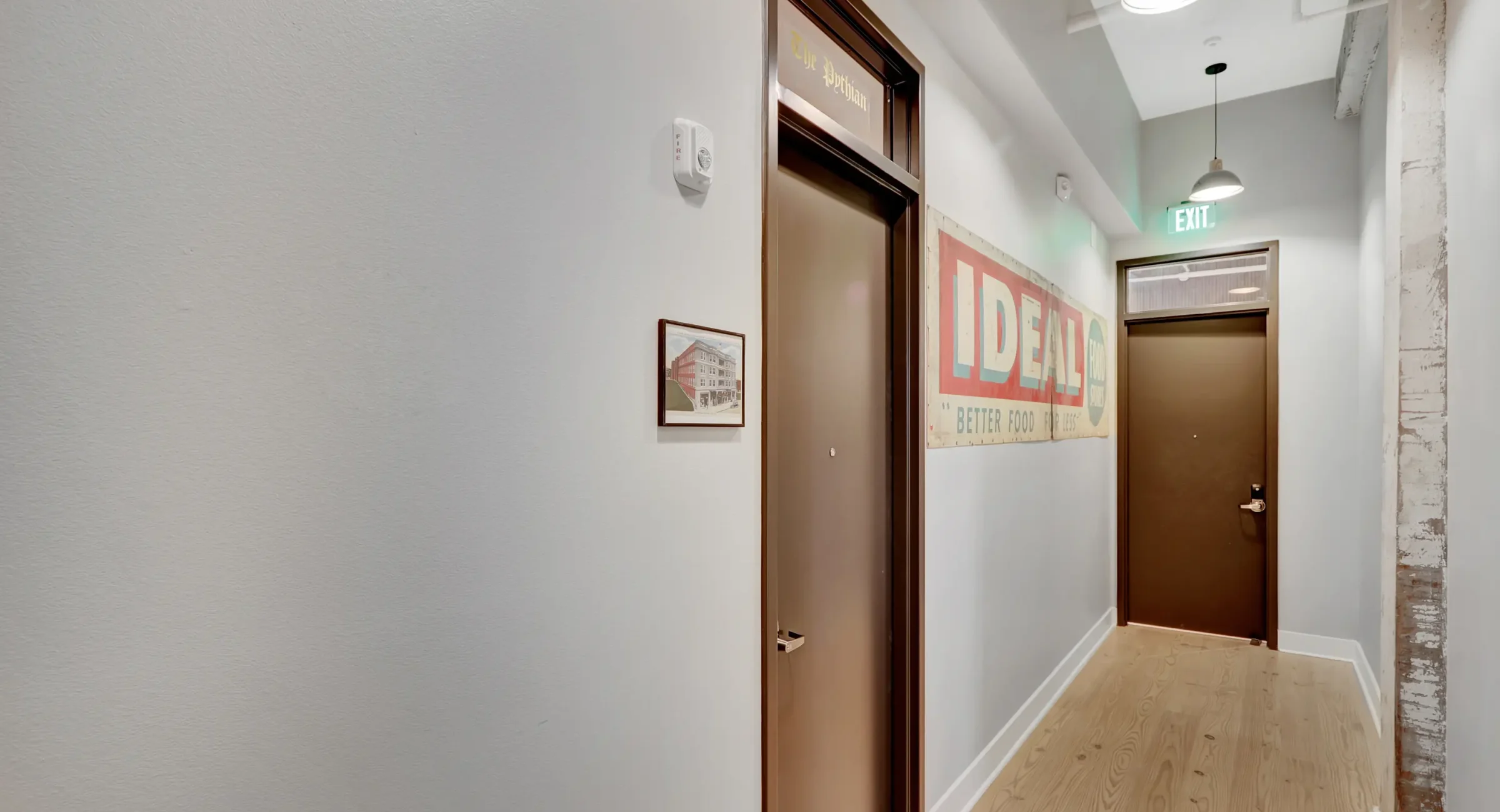 Hallway entrance to The Pythian apartment at Lofts at Creek Street in Hot Springs