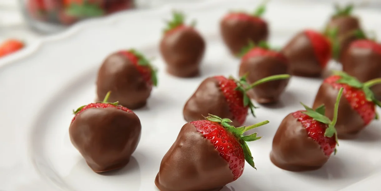 Chocolate-covered strawberries for a romantic stay in downtown Hot Springs, Arkansas